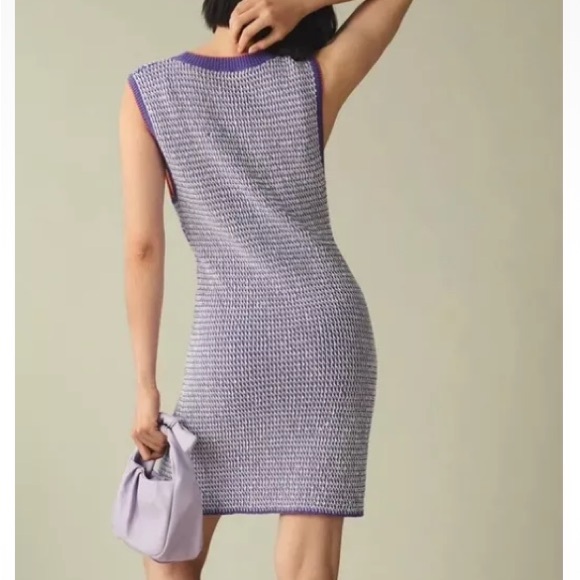 New KULE x Anthropologie Virginie M Purple Knit Sleeveless Button Front Sweater - Picture 5 of 15